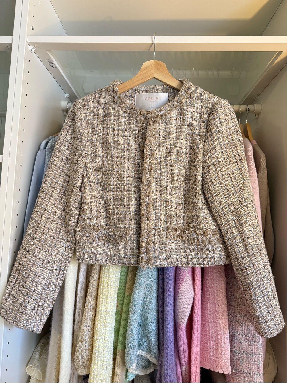 Goelia Beige Tweed Cropped Blazer